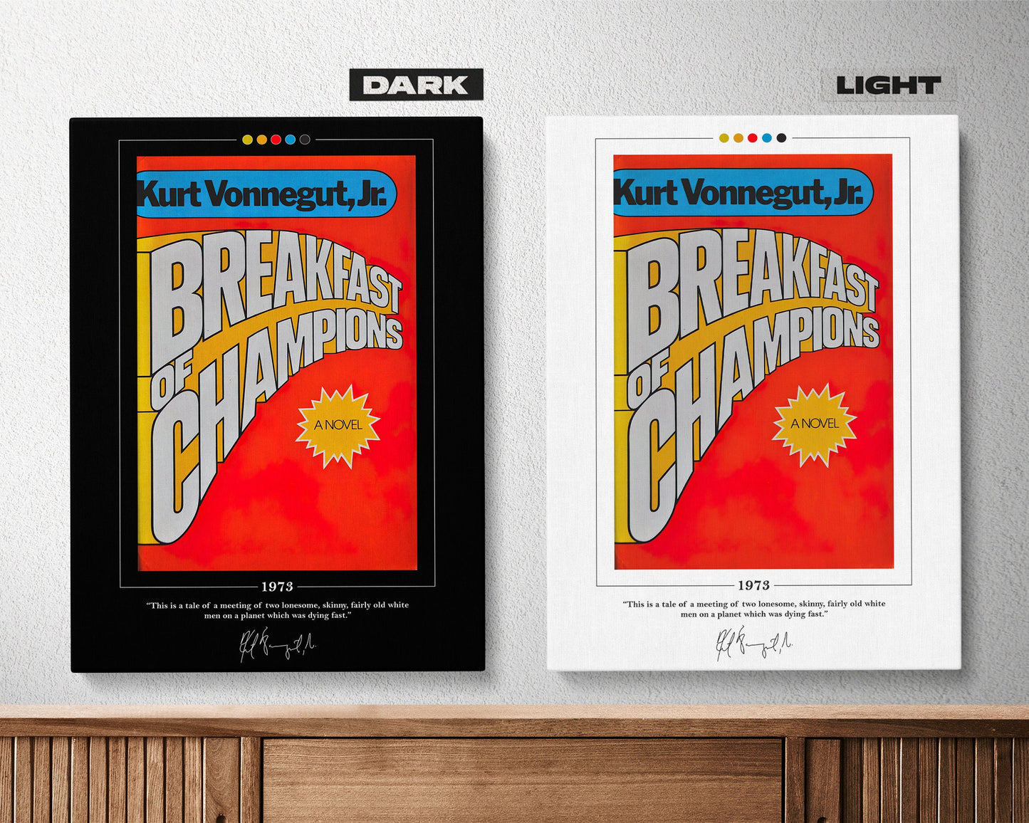 Breakfast of Champions Book Cover Poster | Kurt Vonnegut, Breakfast of Champions Poster, Book Posters, Canvas Wall Art, Book Lover Gift