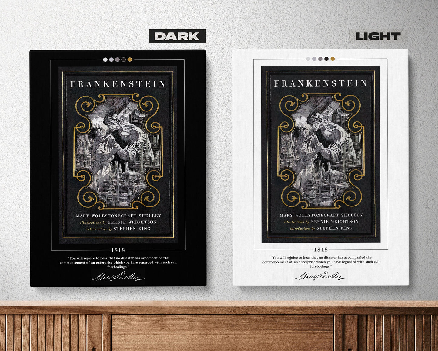 Frankenstein Book Cover Poster | Mary Shelley, Frankenstein Poster, Frankenstein Print, Book Posters, Canvas Wall Art, Book Lover Gift