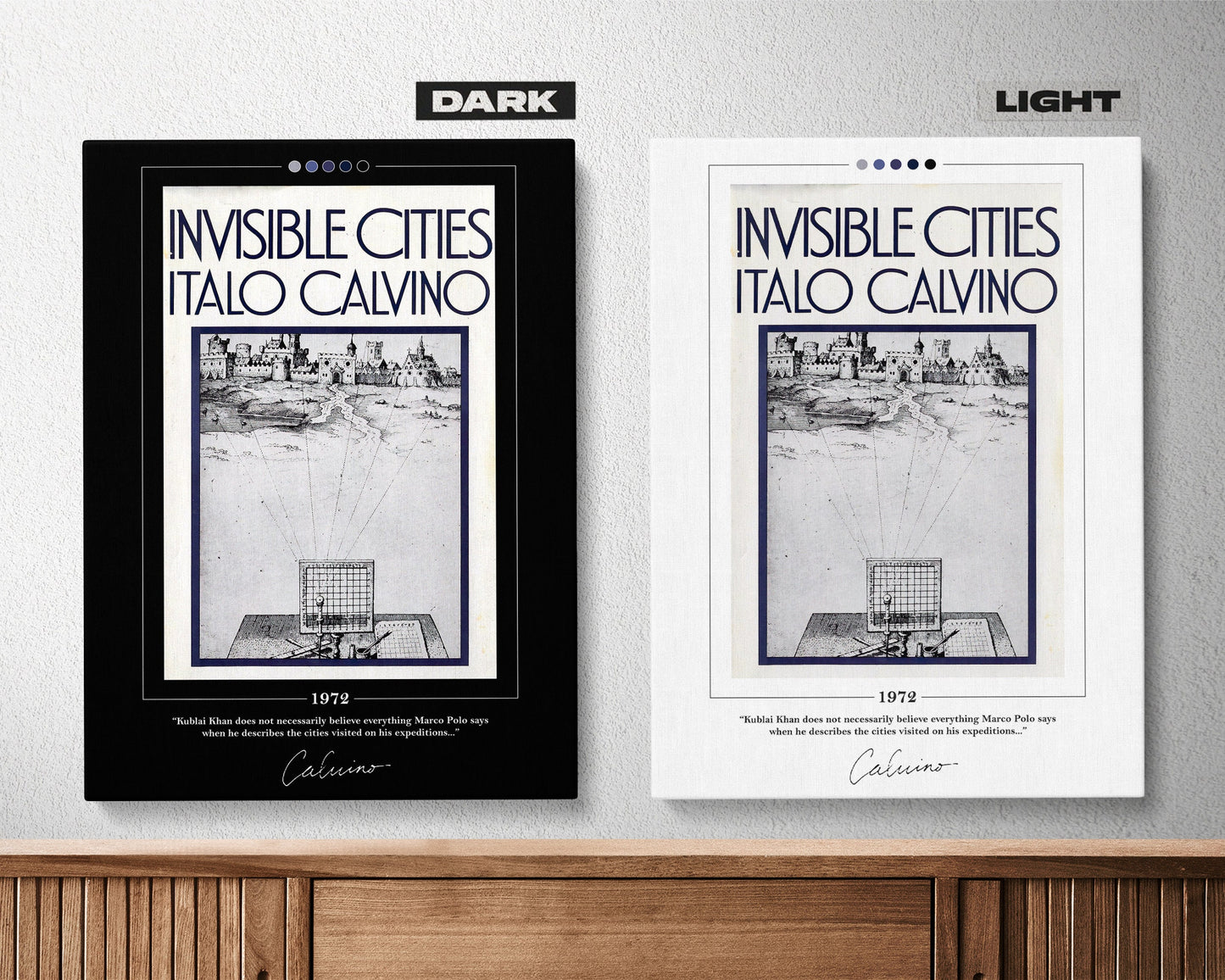 Invisible Cities Book Cover Poster | Italo Calvino, Invisible Cities Poster, Invisible Cities Print, Book Posters, Book Art, Canvas Wall Art