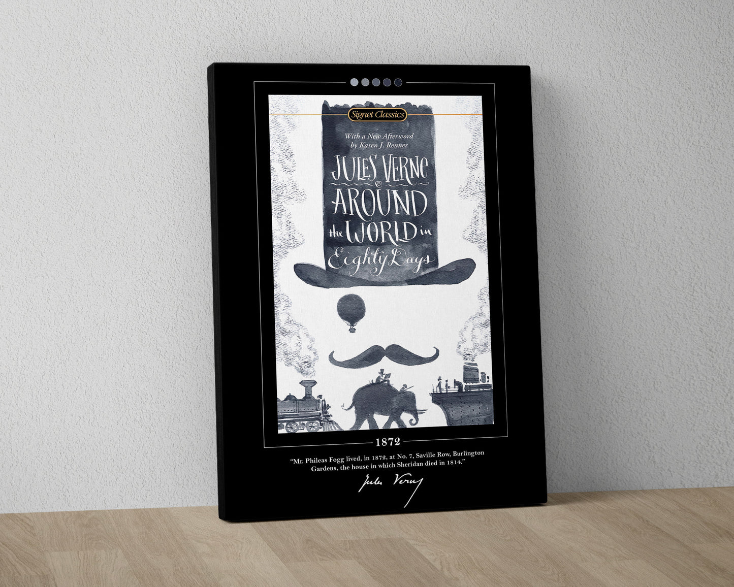 Around the World in Eighty Days Book Cover Poster | Jules Verne, Around the World in Eighty Days Poster, Book Posters, Canvas Wall Art