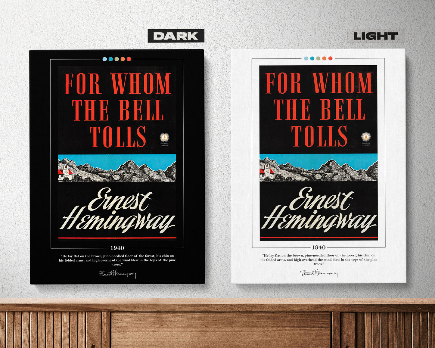 For Whom the Bell Tolls Book Cover Poster | Ernest Hemingway, For Whom the Bell Tolls Poster, Book Posters, Canvas Wall Art, Book Lover Gift