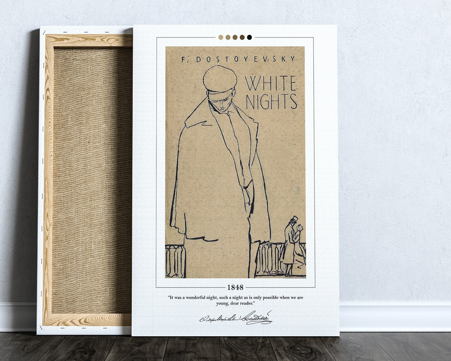 White Nights Book Cover Poster | Fyodor Dostoevsky, White Nights Poster, White Nights Print, Book Posters, Canvas Wall Art, Book Lover Gift