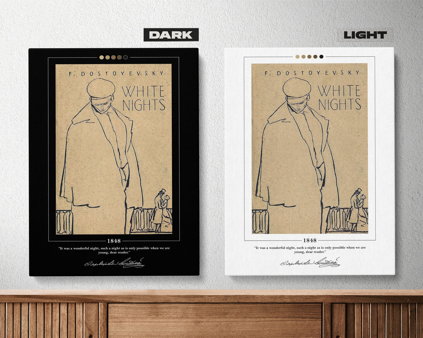 White Nights Book Cover Poster | Fyodor Dostoevsky, White Nights Poster, White Nights Print, Book Posters, Canvas Wall Art, Book Lover Gift
