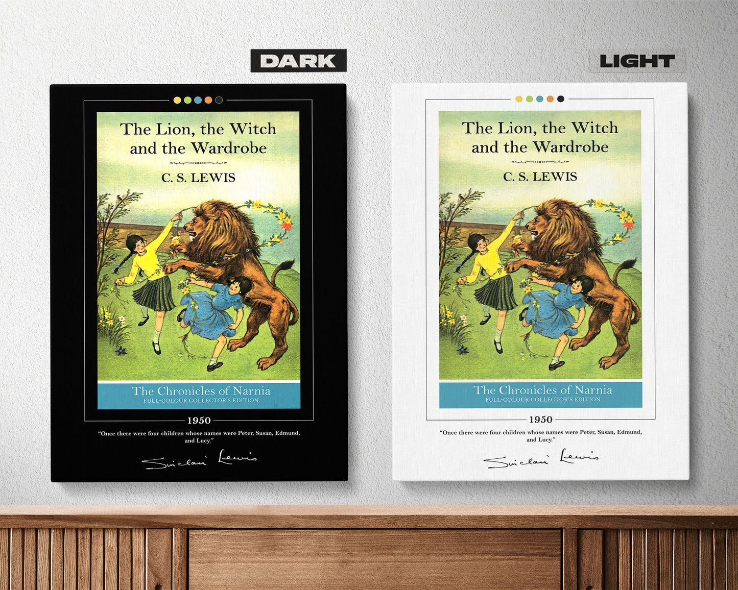 The Lion the Witch and the Wardrobe Book Cover Poster | C. S. Lewis, The Chronicles of Narnia Poster, Book Posters, Book Art, Canvas Print