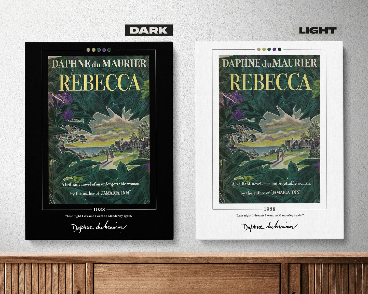 Rebecca Book Cover Poster | Daphne du Maurier, Rebecca Poster, Rebecca Print, Book Posters, Book Art, Canvas Wall Art, Book Lover Gift