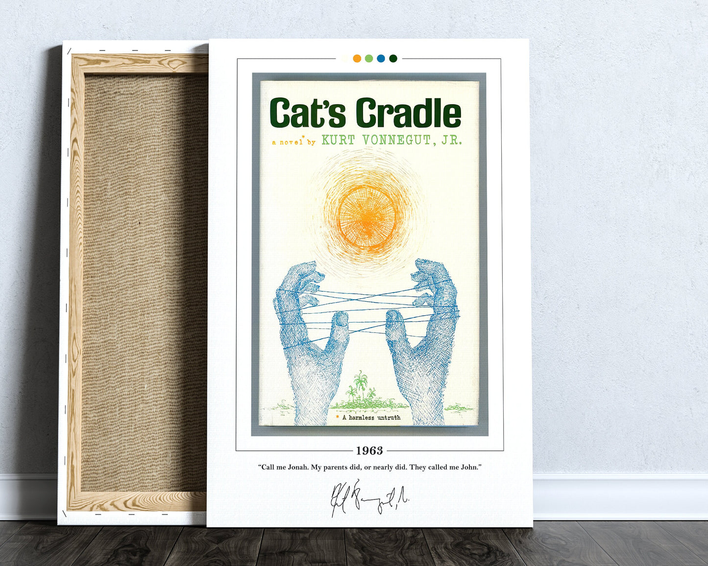 Cat's Cradle Book Cover Poster | Kurt Vonnegut, Cat's Cradle Poster, Cat's Cradle Print, Book Posters, Canvas Wall Art, Book Lover Gift