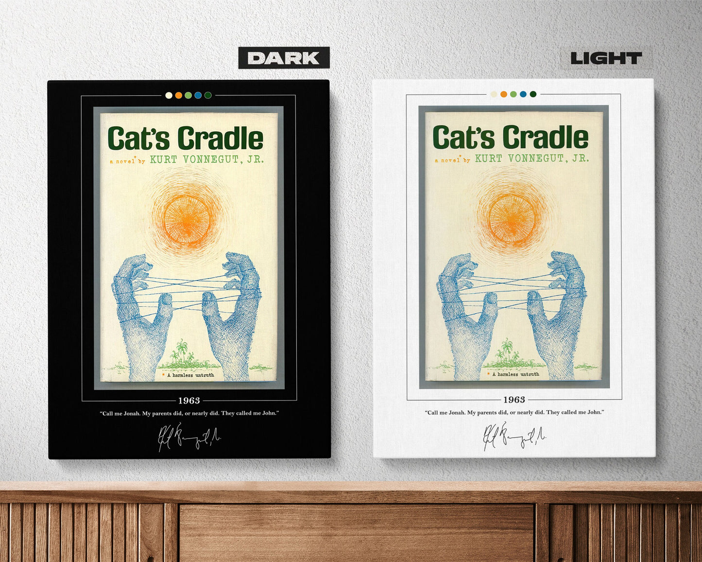 Cat's Cradle Book Cover Poster | Kurt Vonnegut, Cat's Cradle Poster, Cat's Cradle Print, Book Posters, Canvas Wall Art, Book Lover Gift