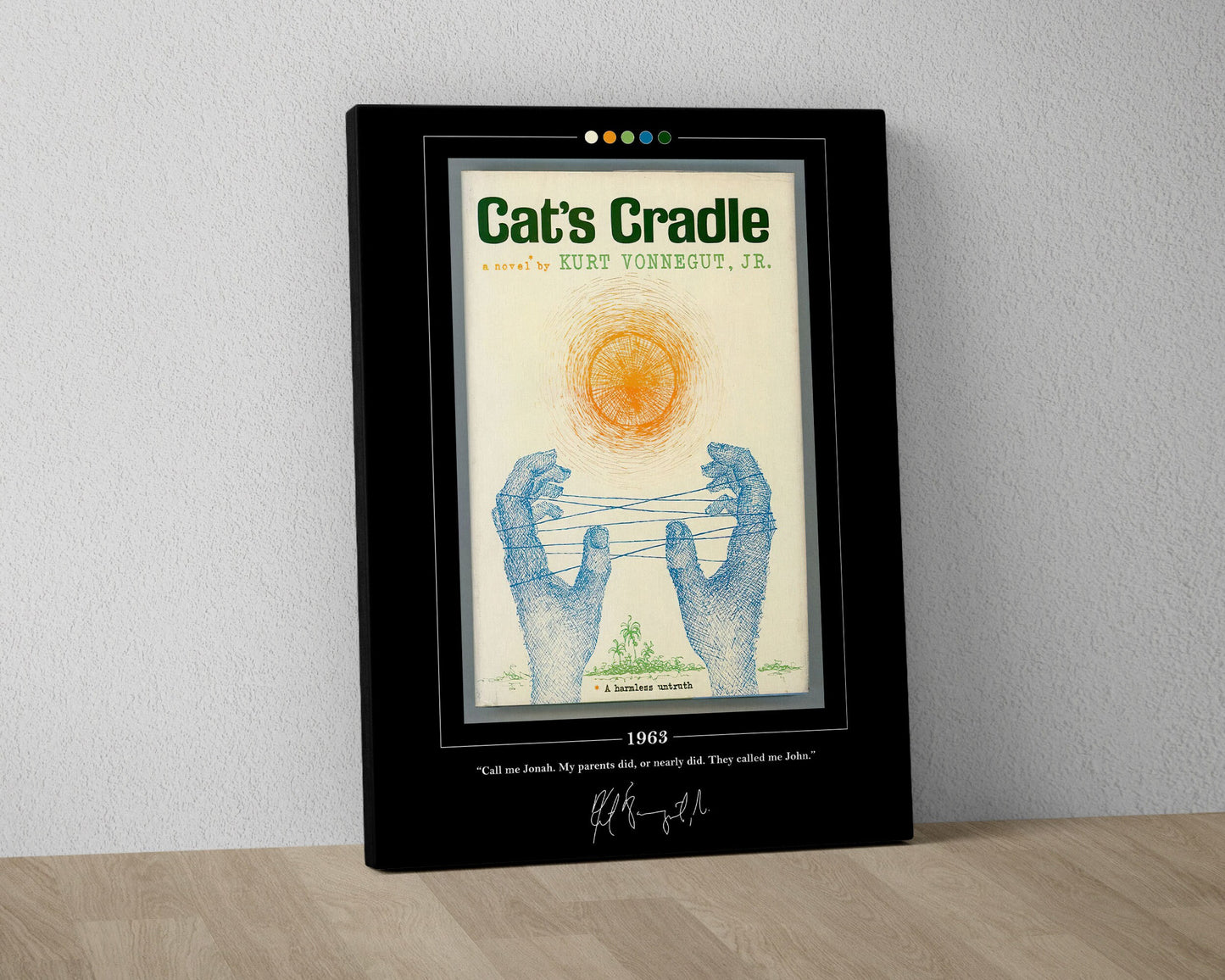 Cat's Cradle Book Cover Poster | Kurt Vonnegut, Cat's Cradle Poster, Cat's Cradle Print, Book Posters, Canvas Wall Art, Book Lover Gift