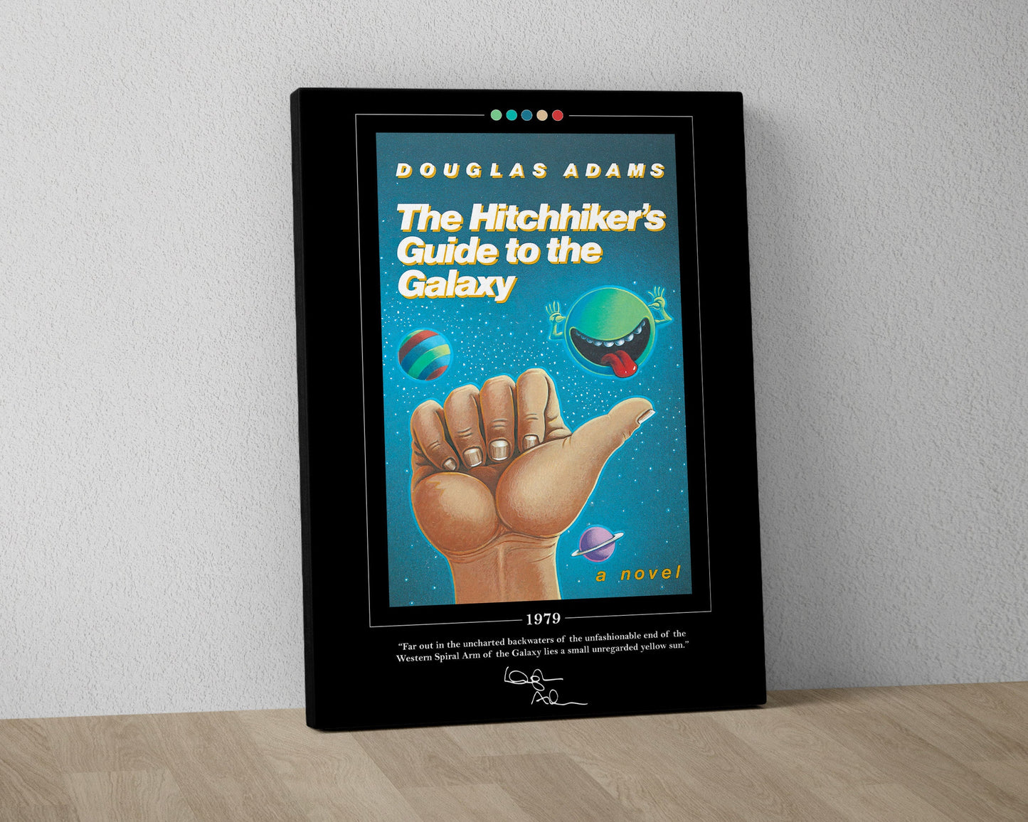 The Hitchhiker's Guide to the Galaxy Book Cover Poster | Douglas Adams, Hitchhiker's Guide to the Galaxy Poster, Book Posters, Canvas Print