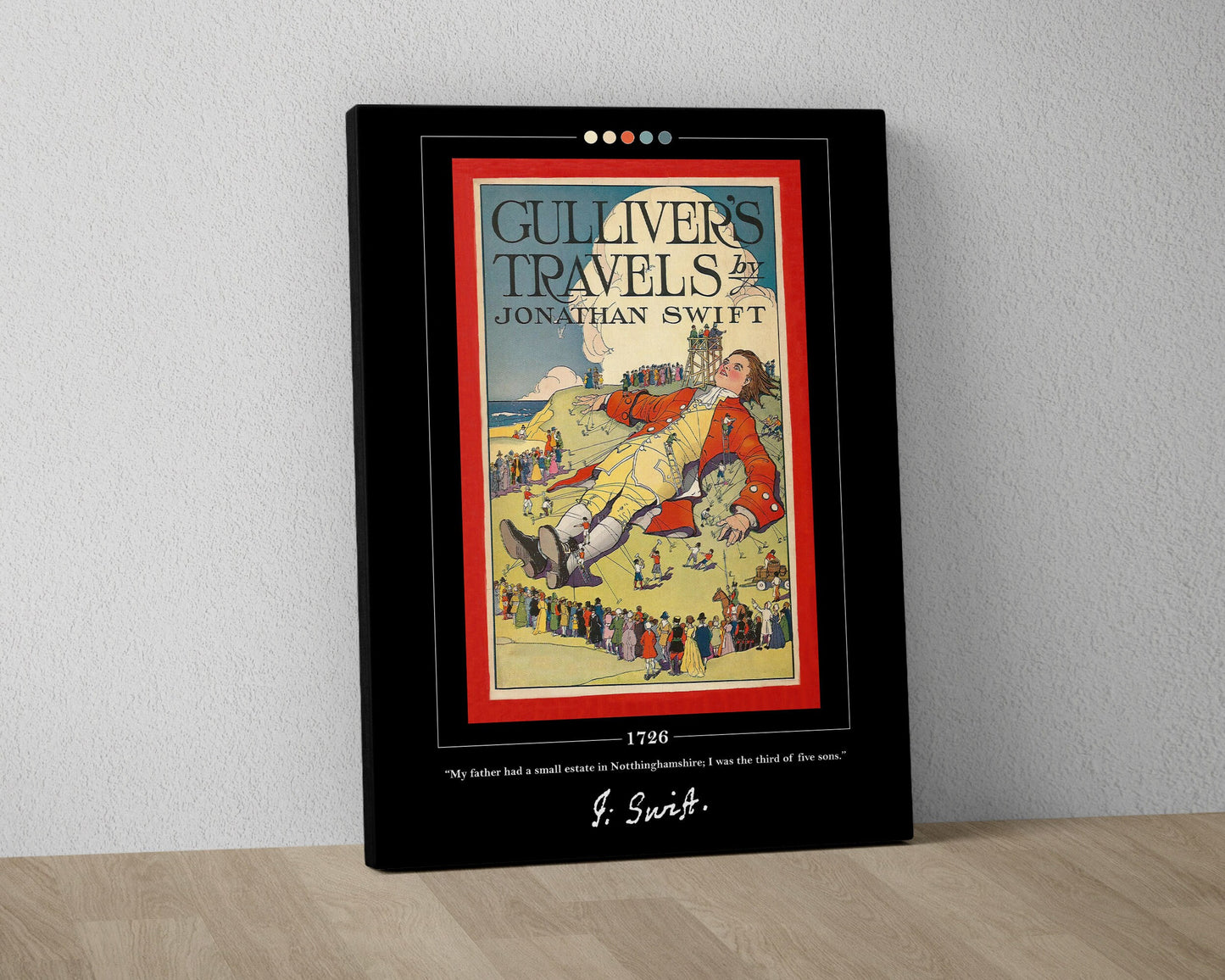 Gulliver's Travels Book Cover Poster | Jonathan Swift, Gulliver's Travels Poster, Book Posters, Book Art, Canvas Wall Art, Book Lover Gift