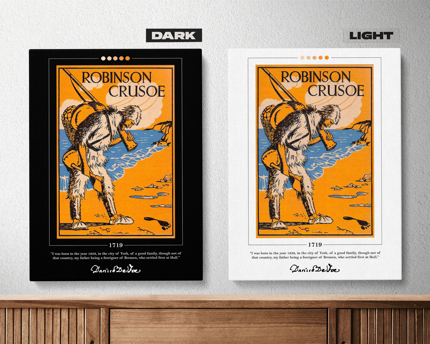 Robinson Crusoe Book Cover Poster | Daniel Defoe, Robinson Crusoe Poster, Robinson Crusoe Print, Book Posters, Canvas Print, Book Lover Gift