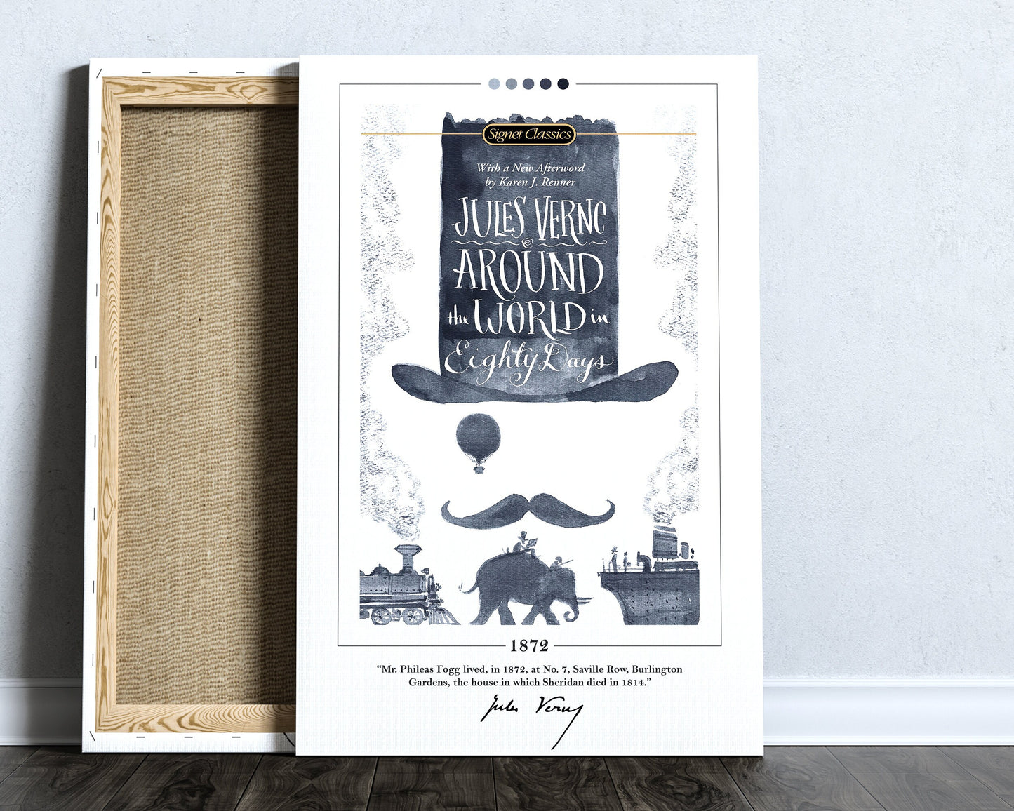 Around the World in Eighty Days Book Cover Poster | Jules Verne, Around the World in Eighty Days Poster, Book Posters, Canvas Wall Art