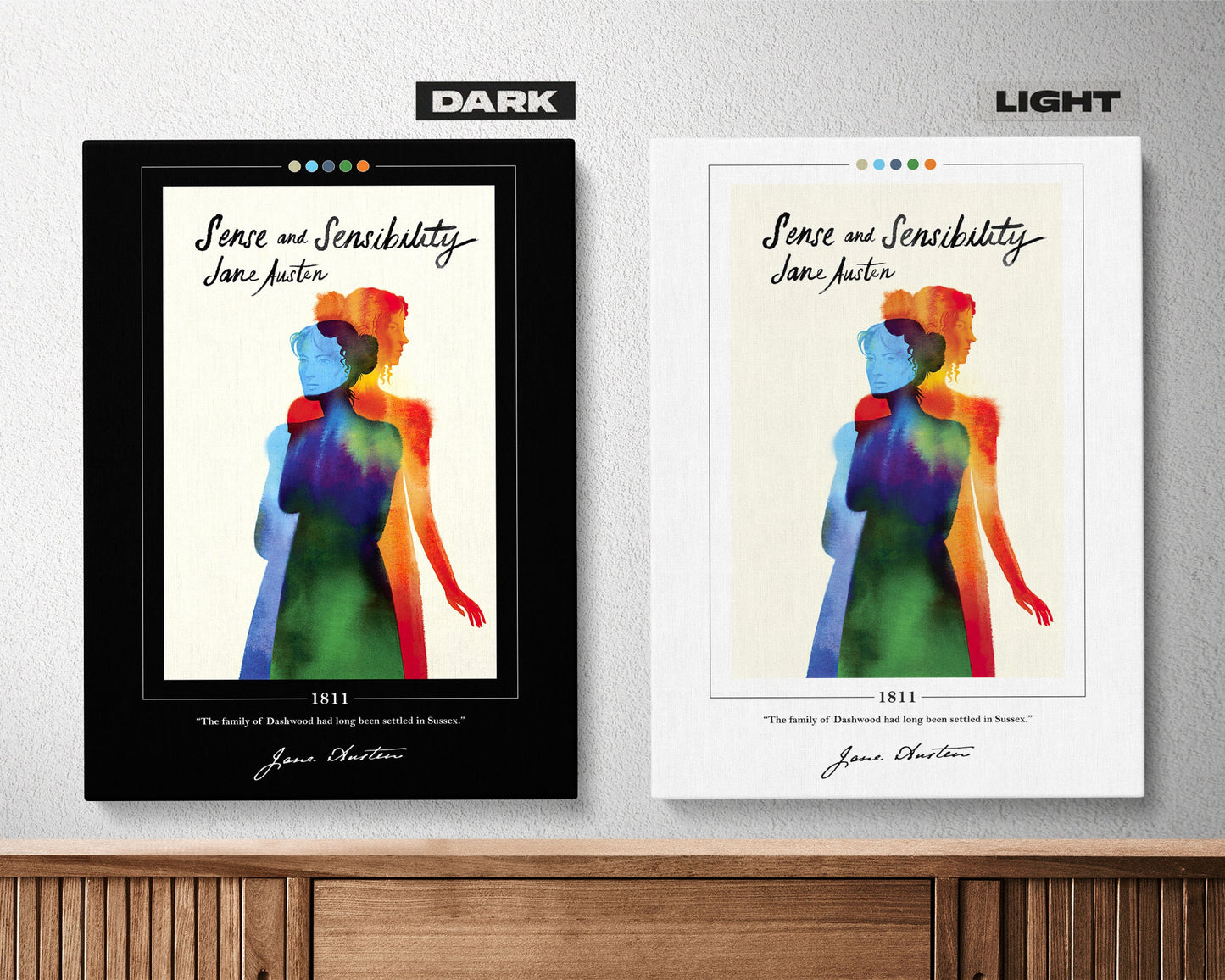 Sense and Sensibility Book Cover Poster | Jane Austen, Sense and Sensibility Poster, Book Poster, Canvas Wall Art, Book Art, Book Lover Gift