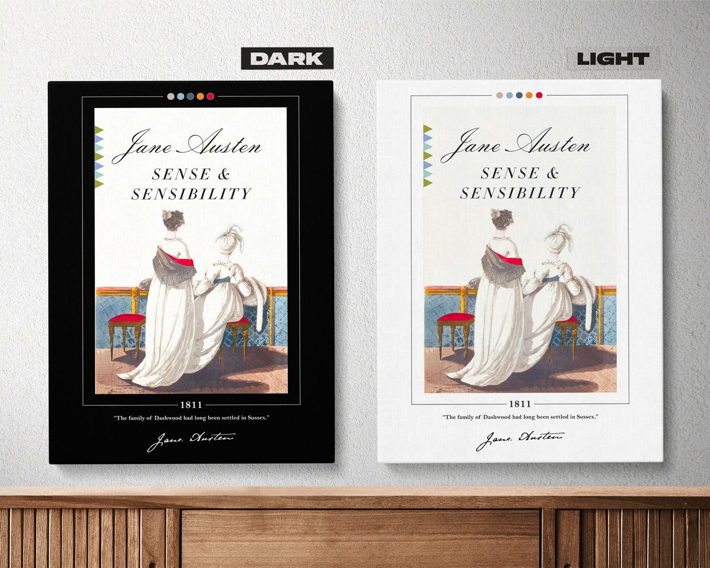 Sense and Sensibility Book Cover Poster | Jane Austen, Sense and Sensibility Poster, Book Posters, Canvas Print, Book Art, Book Lover Gift