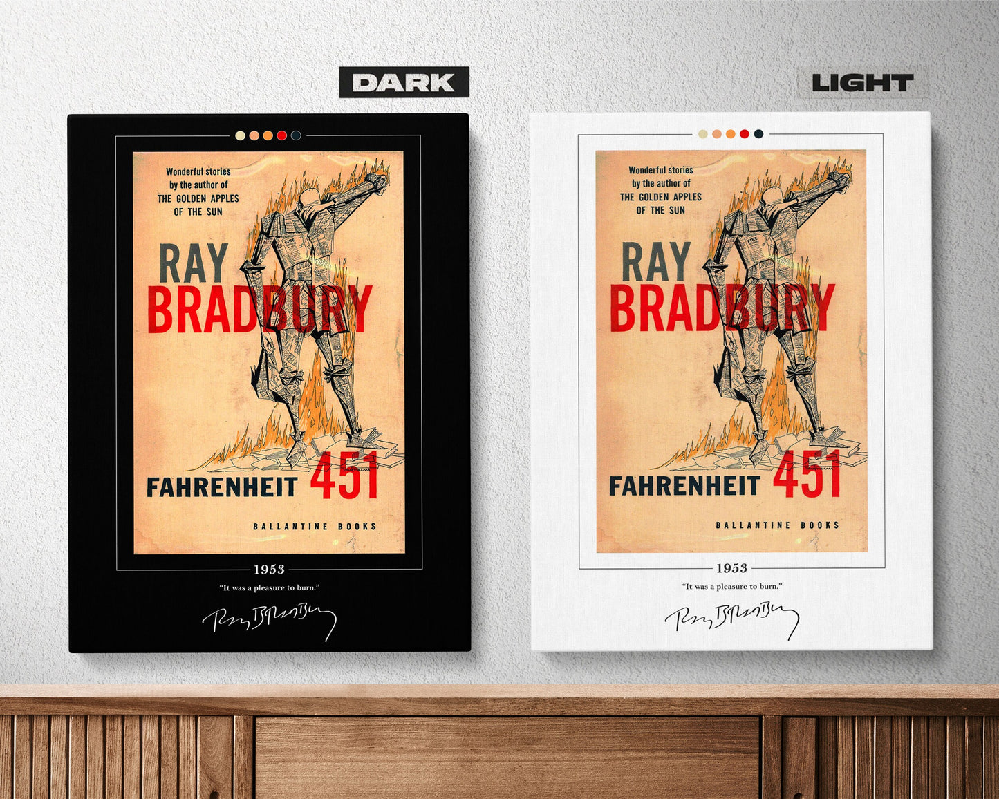 Fahrenheit 451 Book Cover Poster | Ray Bradbury, Fahrenheit 451 Poster, Fahrenheit 451 Print, Book Posters, Book Art, Canvas Wall Art