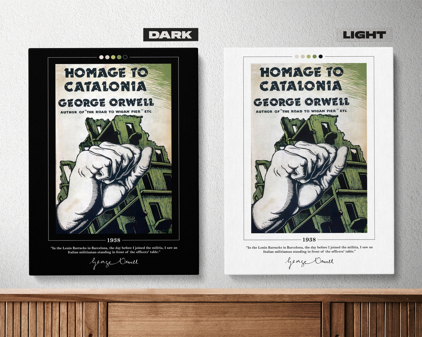 Homage to Catalonia Book Cover Poster | George Orwell, Homage to Catalonia Poster, Book Posters, Book Art, Canvas Wall Art, Book Lover Gift