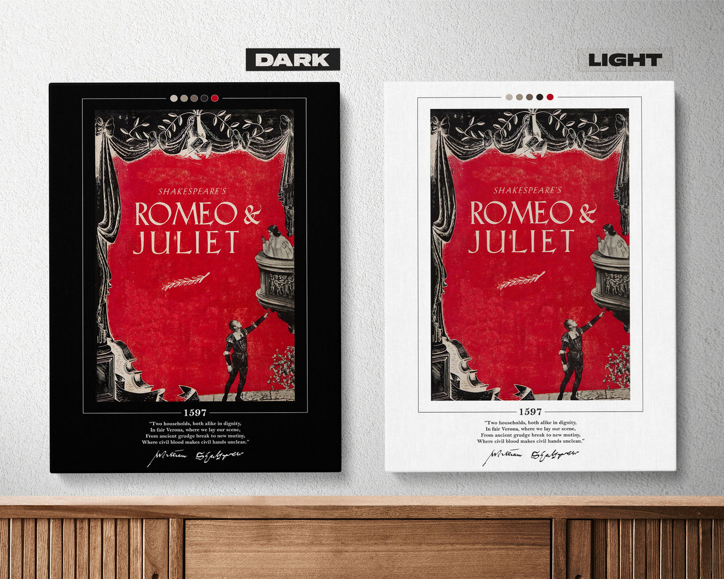 Romeo and Juliet Book Cover Poster | William Shakespeare, Romeo and Juliet Poster, Romeo and Juliet Print, Book Posters, Canvas Wall Art