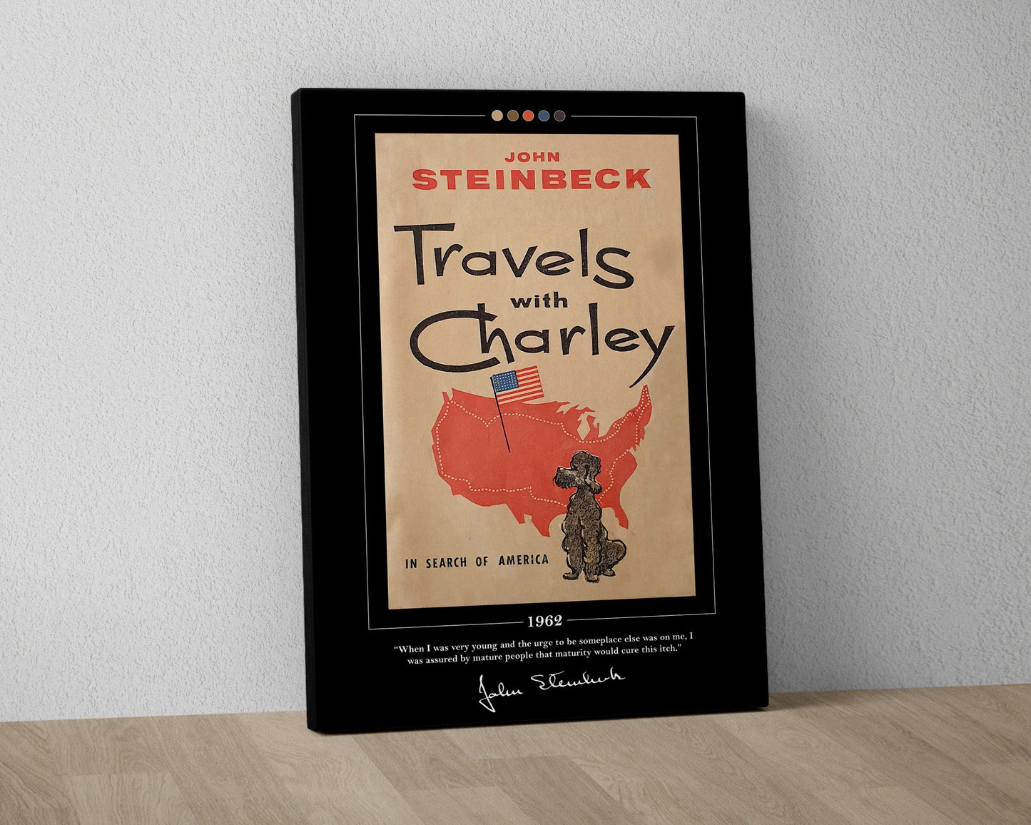 Travels with Charley Book Cover Poster | John Steinbeck, Travels with Charley Poster, Book Posters, Book Art, Canvas Print, Book Lover Gift