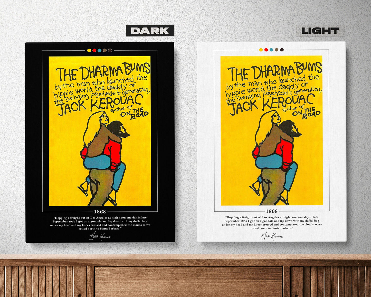 The Dharma Bums Book Cover Poster | Jack Kerouac, Dharma Bums Poster, Dharma Bums Print, Book Posters, Canvas Wall Art, Book Lover Gift