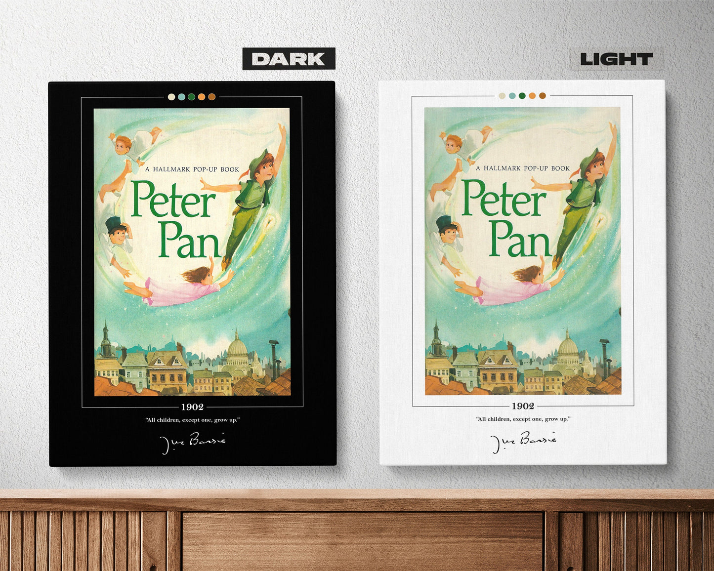 Peter Pan Book Cover Poster | J. M. Barrie, Peter Pan Poster, Peter Pan Print, Book Posters, Book Art, Canvas Wall Art, Book Lover Gift
