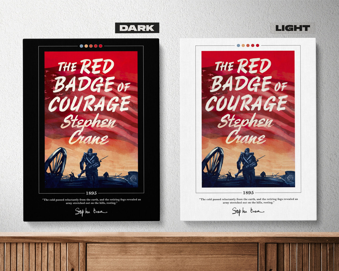 The Red Badge of Courage Book Cover Poster | Stephen Crane, The Red Badge of Courage Poster, Book Posters, Canvas Wall Art, Book Lover Gift