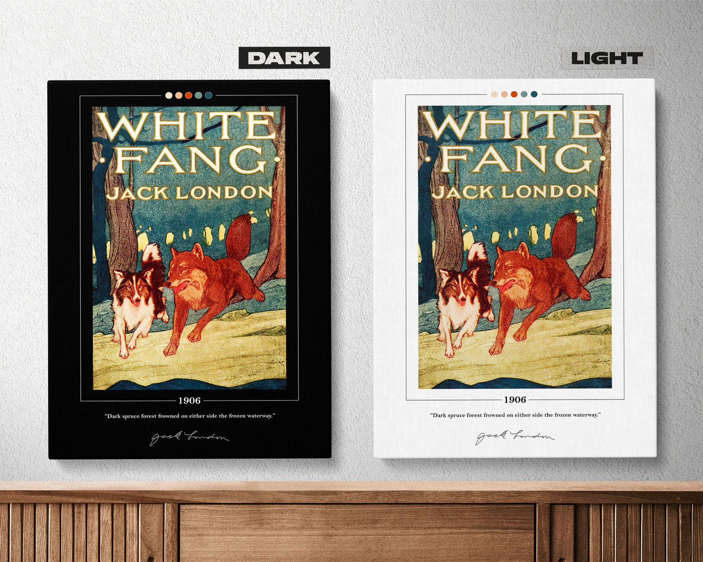 White Fang Book Cover Poster | Jack London, White Fang Poster, White Fang Print, Book Posters, Canvas Wall Art, Book Art, Book Lover Gift