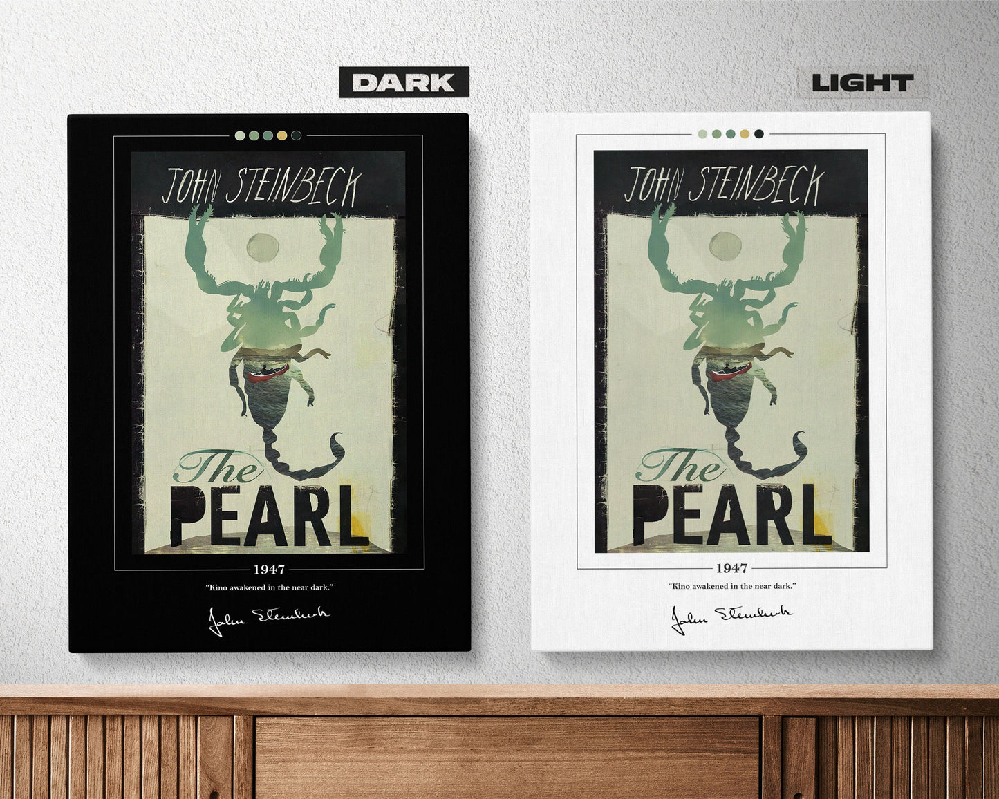 The Pearl Book Cover Poster | John Steinbeck, The Pearl Poster, The Pearl Print, Book Posters, Book Art, Canvas Wall Art, Book Lover Gift