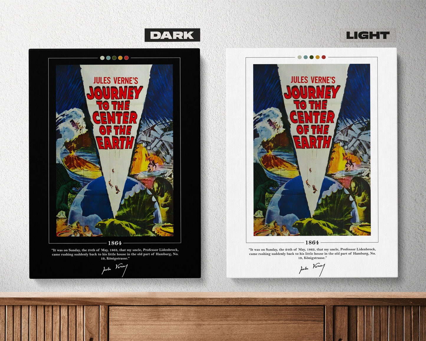 Journey to the Center of the Earth Book Cover Poster | Jules Verne, Journey to the Center of the Earth Poster, Book Posters, Canvas Wall Art