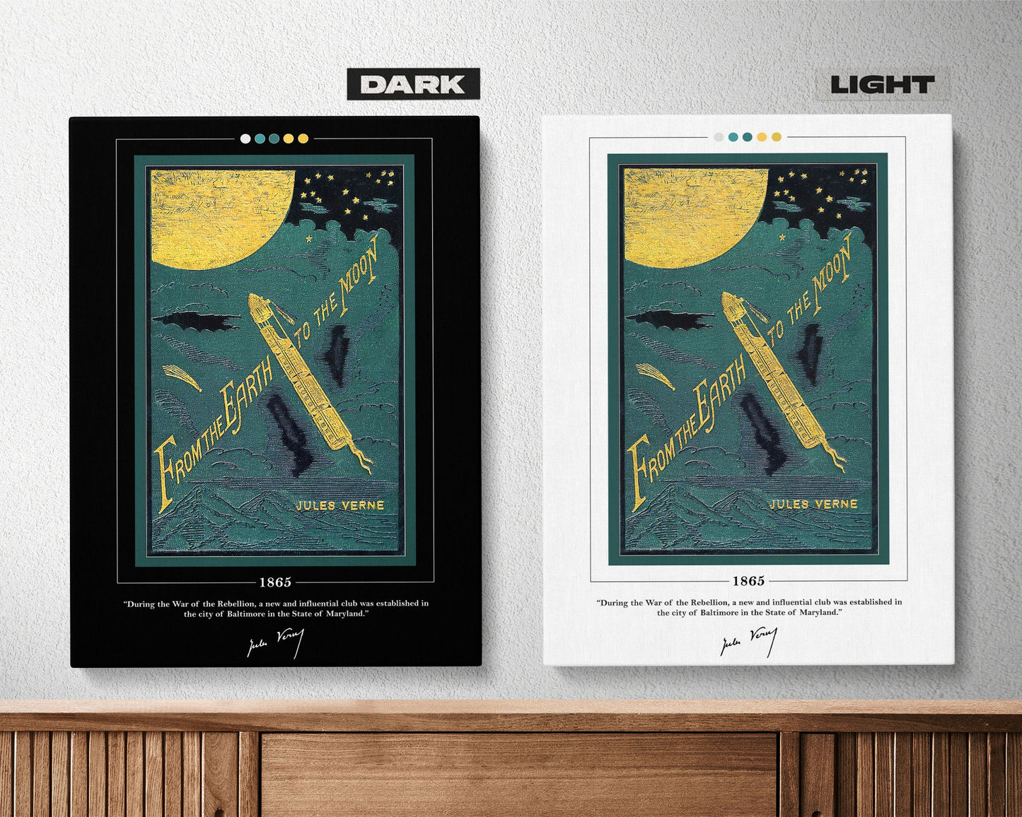 From the Earth to the Moon Book Cover Poster | Jules Verne, From the Earth to the Moon Poster, Book Posters, Canvas Wall Art, Book Art