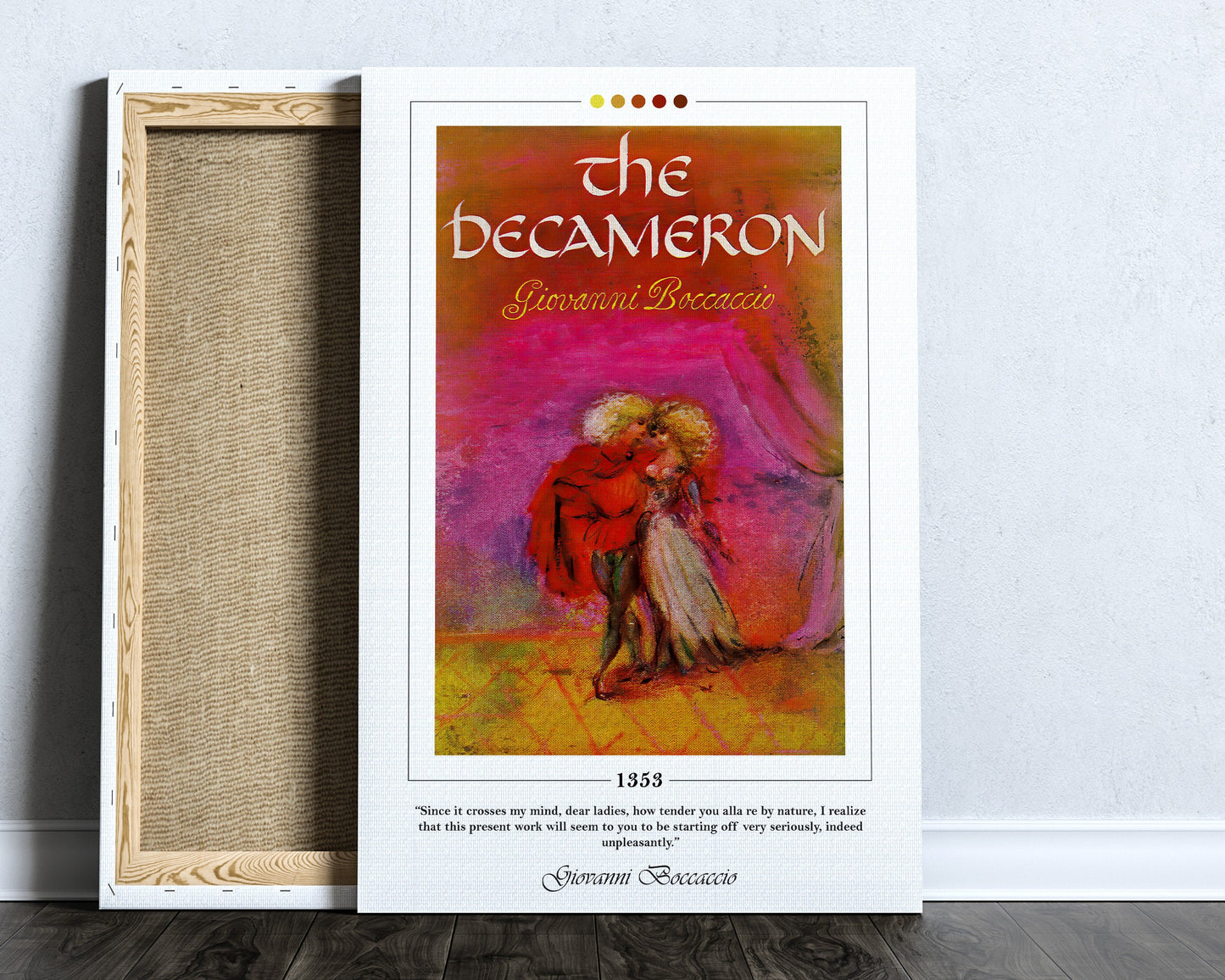 The Decameron Book Cover Poster | Giovanni Boccaccio, The Decameron Poster, The Decameron Print, Book Posters, Book Art, Canvas Wall Art