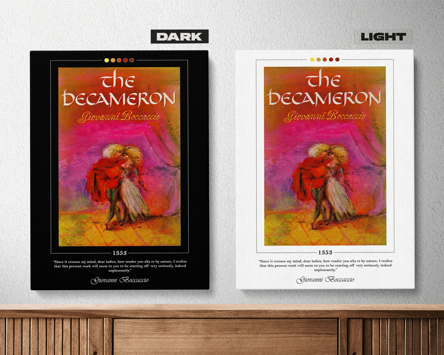 The Decameron Book Cover Poster | Giovanni Boccaccio, The Decameron Poster, The Decameron Print, Book Posters, Book Art, Canvas Wall Art