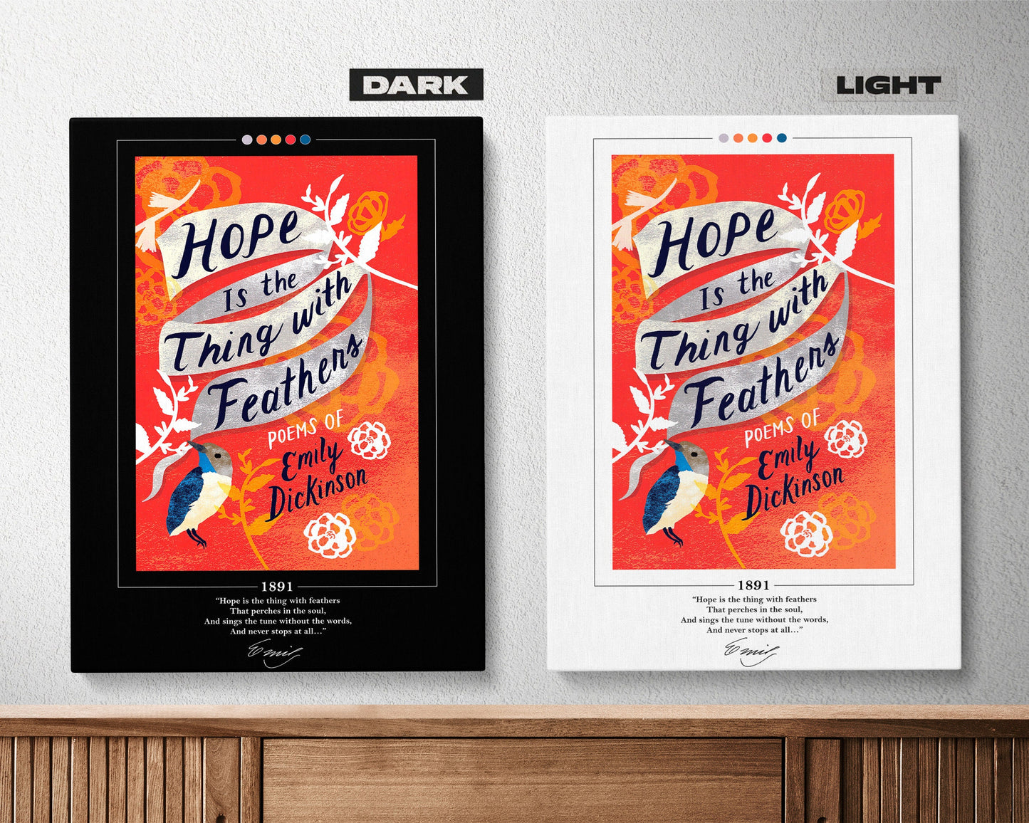 Hope is the Thing with Feathers Book Cover Poster | Emily Dickinson, Hope is the Thing with Feathers Poster, Book Posters, Book Lover Gift