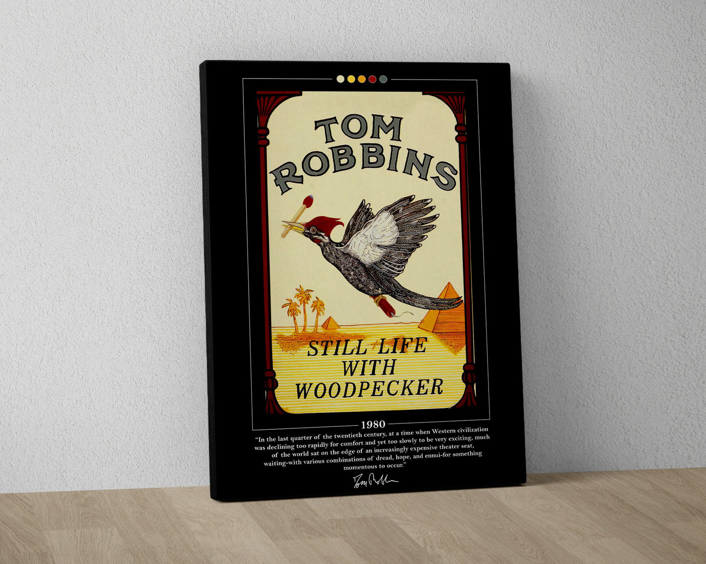 Still Life with Woodpecker Book Cover Poster | Tom Robbins, Still Life with Woodpecker Poster, Book Posters, Book Art, Book Lover Gift