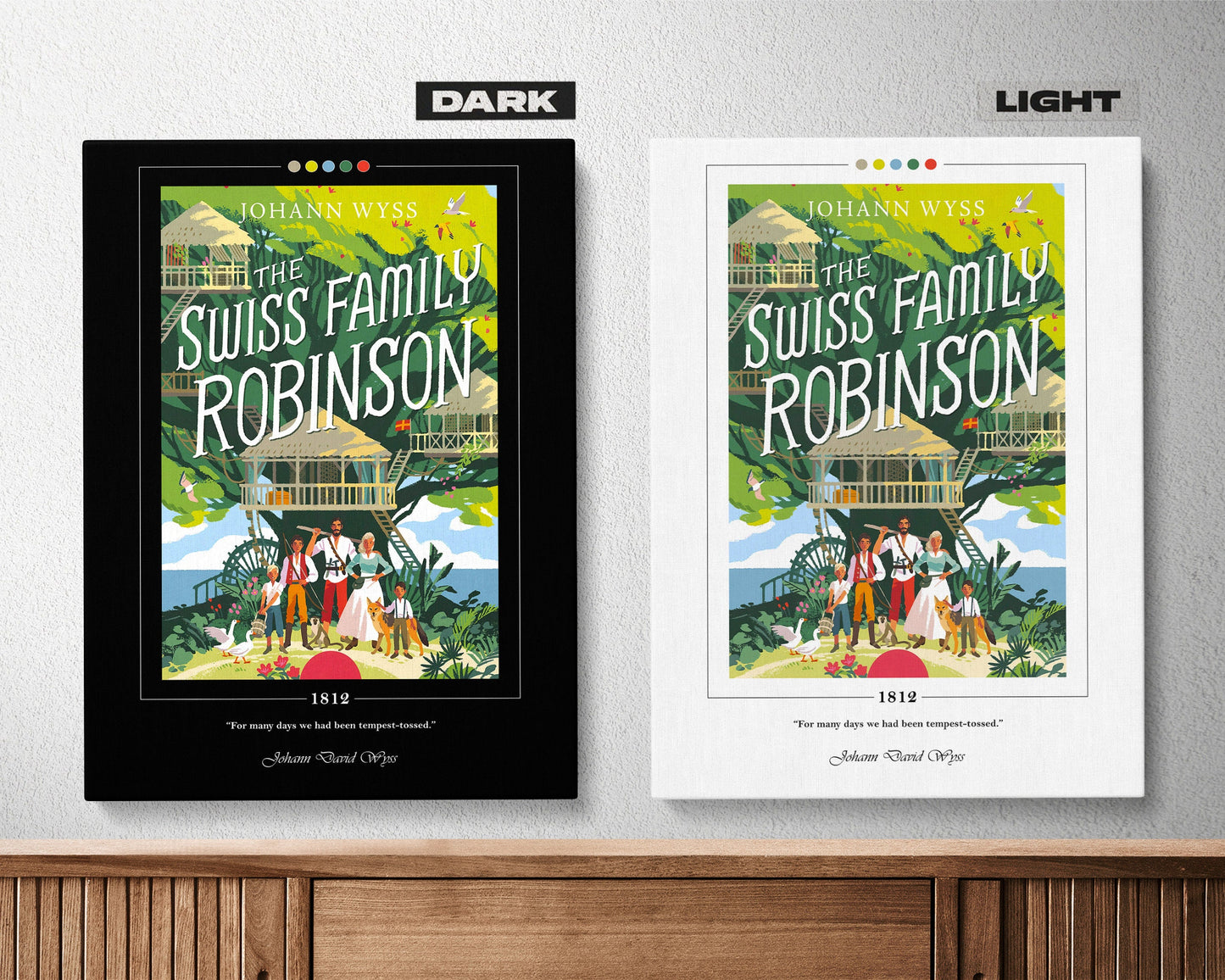 The Swiss Family Robinson Book Cover Poster | Johann David Wyss, The Swiss Family Robinson Poster, Book Posters, Book Art, Book Lover Gift