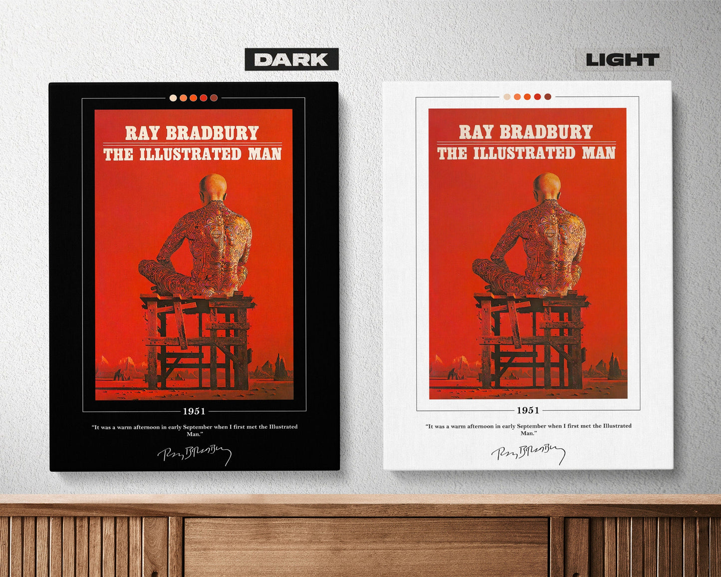 The Illustrated Man Book Cover Poster | Ray Bradbury, The Illustrated Man Poster, Book Posters, Canvas Wall Art, Book Art, Book Lover Gift