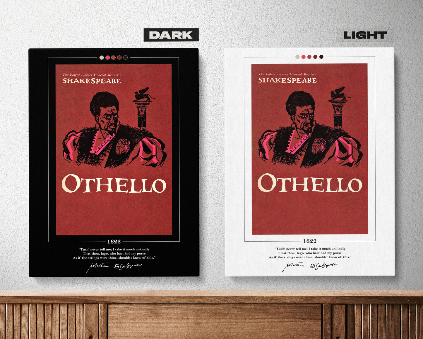 Othello Book Cover Poster | William Shakespeare, Othello Poster, Othello Print, Book Posters, Canvas Wall Art, Book Art, Book Lover Gift
