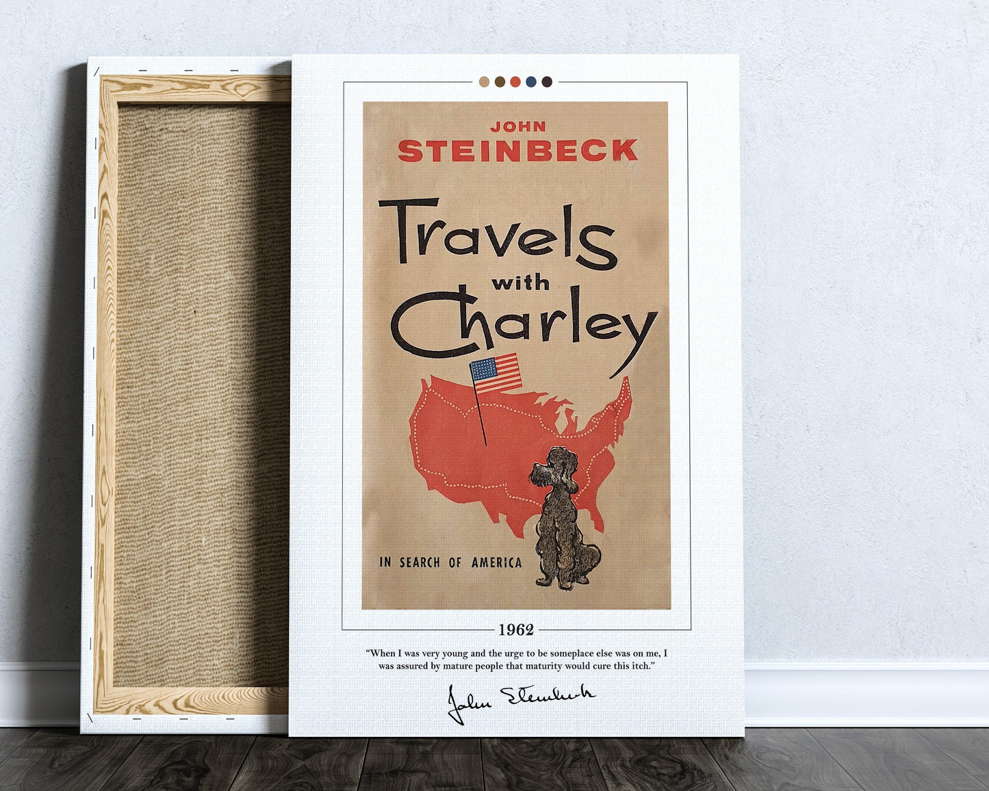 Travels with Charley Book Cover Poster | John Steinbeck, Travels with Charley Poster, Book Posters, Book Art, Canvas Print, Book Lover Gift