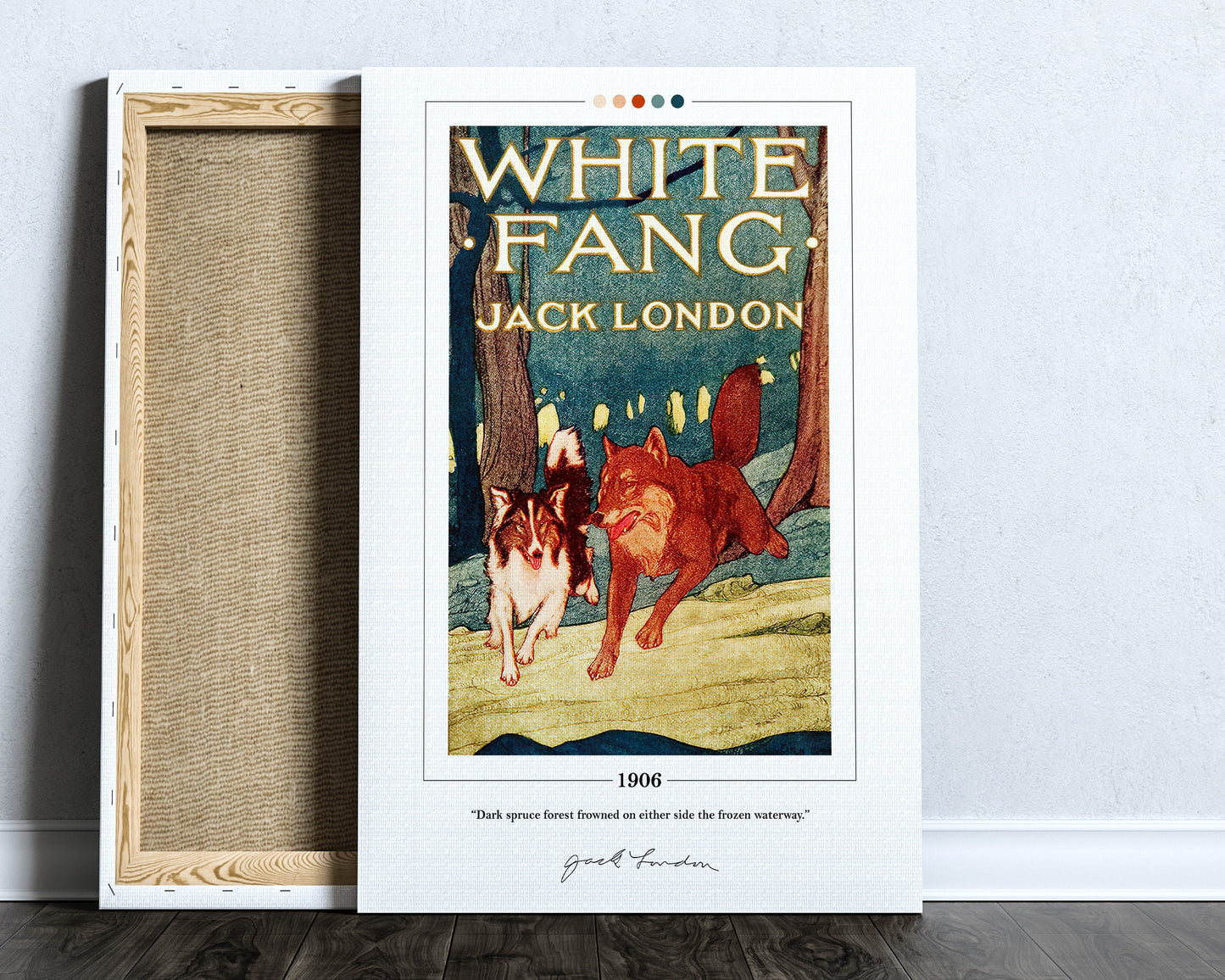 White Fang Book Cover Poster | Jack London, White Fang Poster, White Fang Print, Book Posters, Canvas Wall Art, Book Art, Book Lover Gift