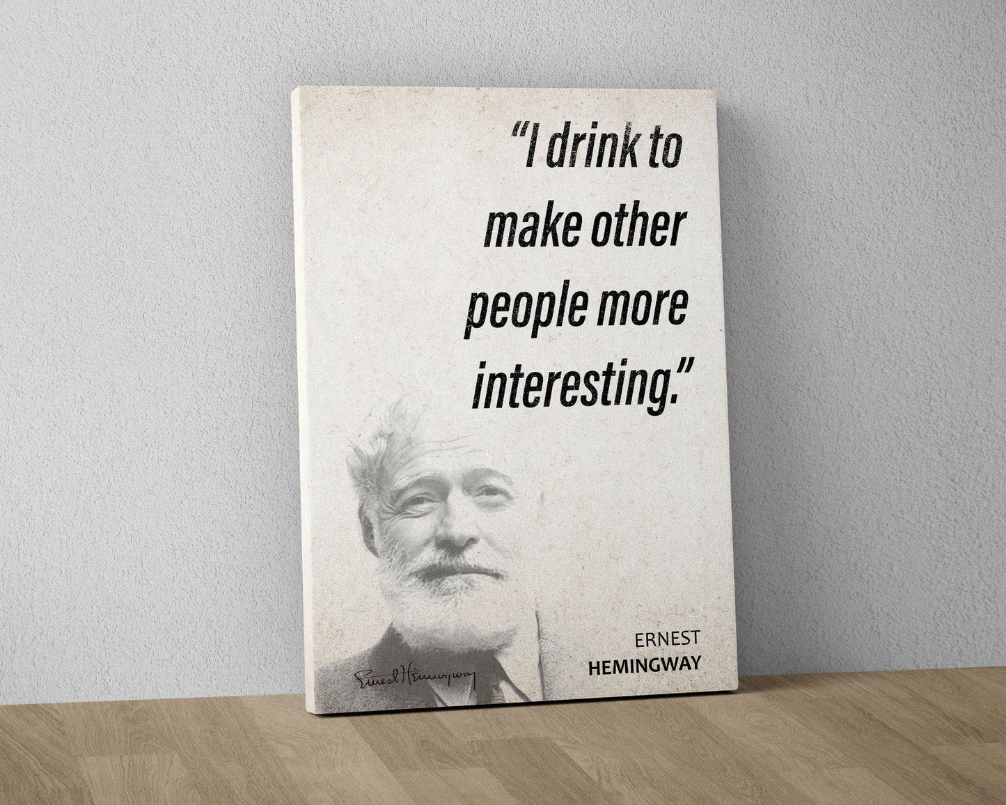 Ernest Hemingway Quote Wall Art | "Drink" Quote Poster, Quote Print, Quote Art, Book Quotes, Canvas Wall Art, Book Lover Gift