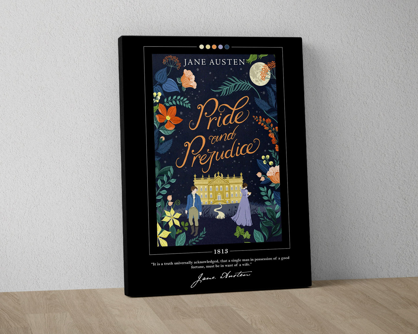 Pride and Prejudice Book Cover Poster | Jane Austen, Pride and Prejudice Poster, Book Posters, Canvas Wall Art, Book Art, Book Lover Gift
