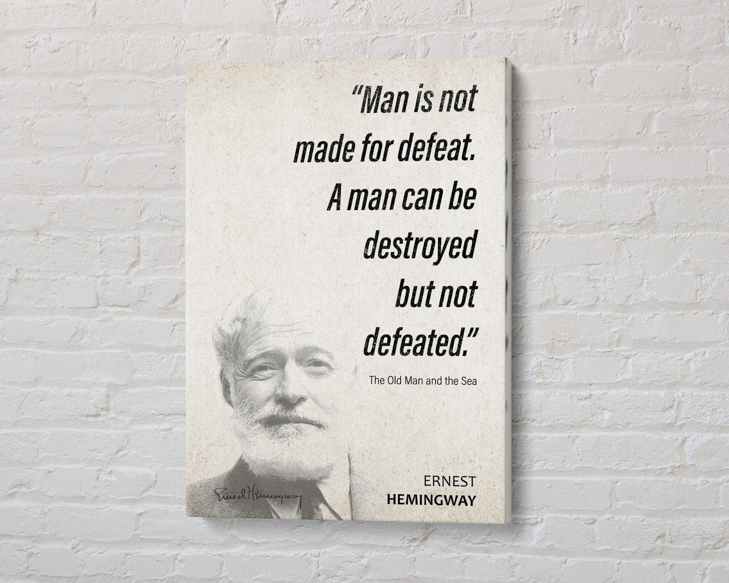 Ernest Hemingway Quote Wall Art | The Old Man and the Sea Quote Poster, Quote Print, Quote Art, Book Quote, Canvas Wall Art, Book Lover Gift
