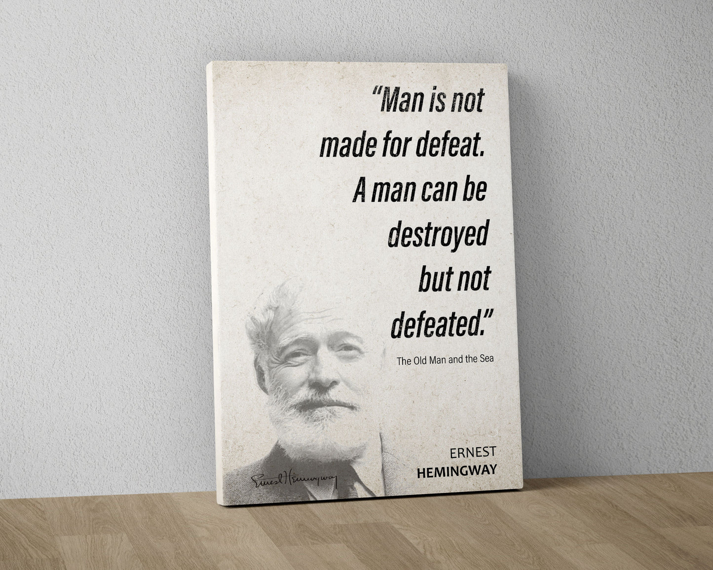 Ernest Hemingway Quote Wall Art | The Old Man and the Sea Quote Poster, Quote Print, Quote Art, Book Quote, Canvas Wall Art, Book Lover Gift