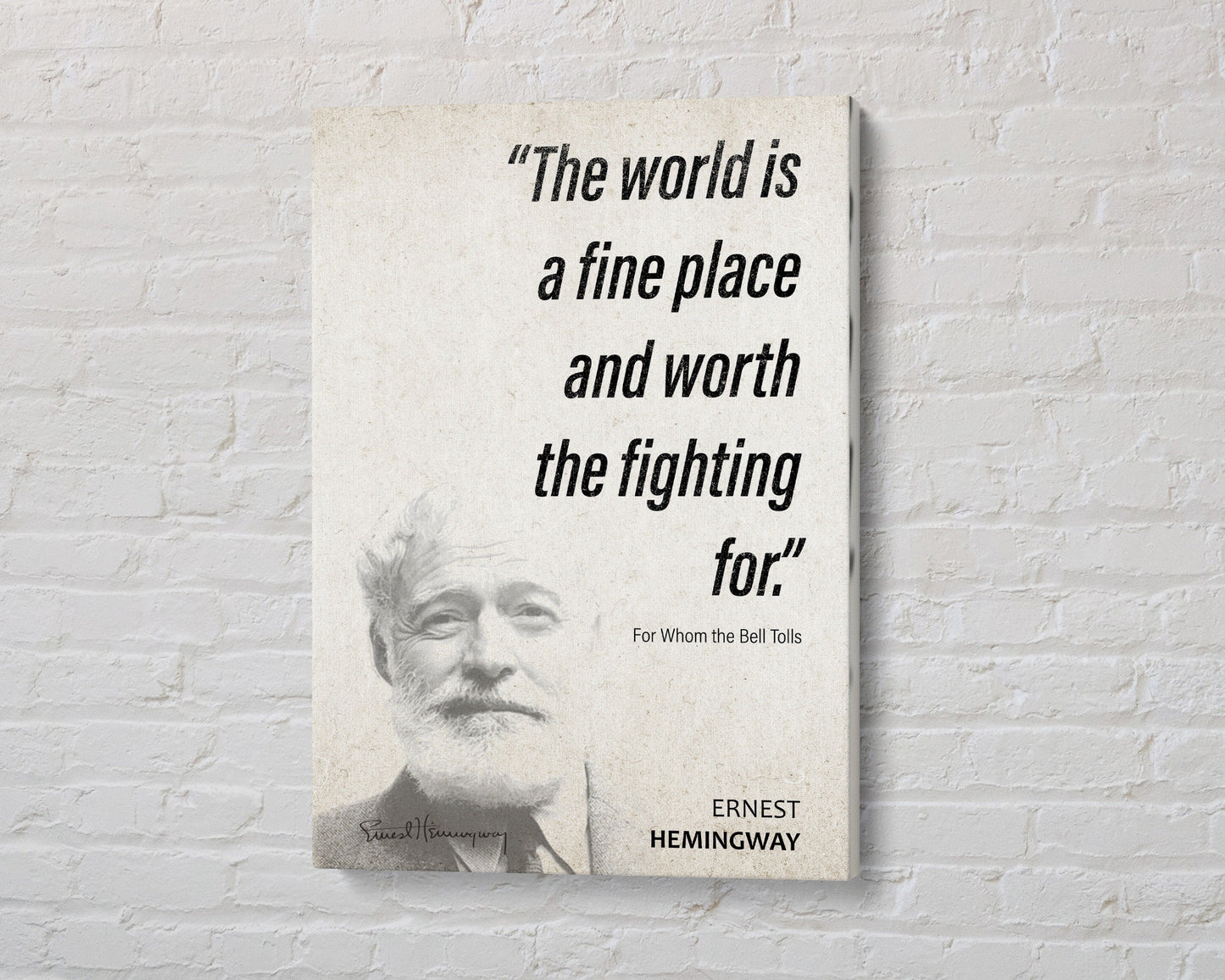Ernest Hemingway Quote Wall Art | For Whom the Bell Tolls Quote Poster, Quote Print, Quote Art, Book Quote, Canvas Wall Art, Book Lover Gift
