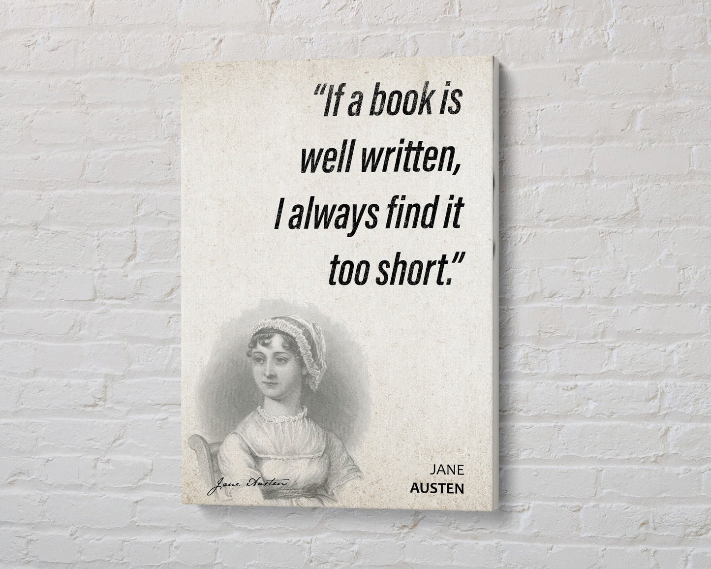 Jane Austen Quote Wall Art | "Too Short" Quote Poster, Quote Print, Quote Art, Book Quotes, Canvas Wall Art, Book Lover Gift