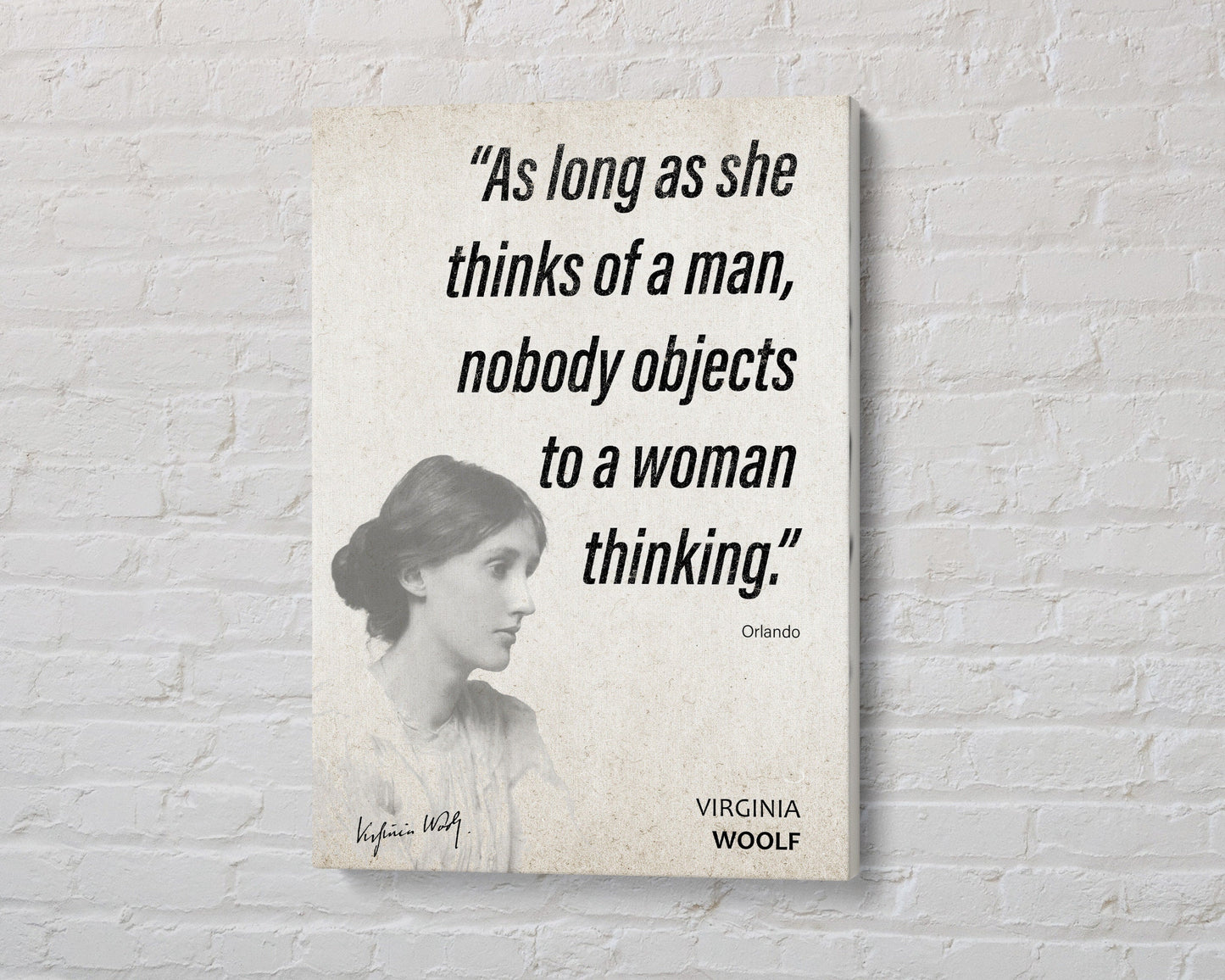 Virginia Woolf Quote Wall Art | "Woman Thinking" Orlando Quote Poster, Quote Print, Quote Art, Book Quotes, Canvas Wall Art, Book Lover Gift