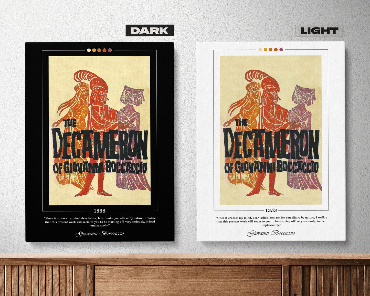 The Decameron Book Cover Poster | Giovanni Boccaccio, The Decameron Poster, The Decameron Print, Book Posters, Book Art, Canvas Print
