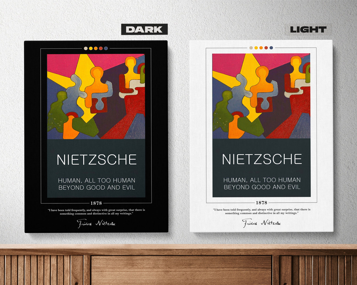 Human All Too Human and Beyond Good and Evil Book Cover Poster | Friedrich Nietzsche, Book Posters, Book Art, Canvas Print, Book Lover Gift
