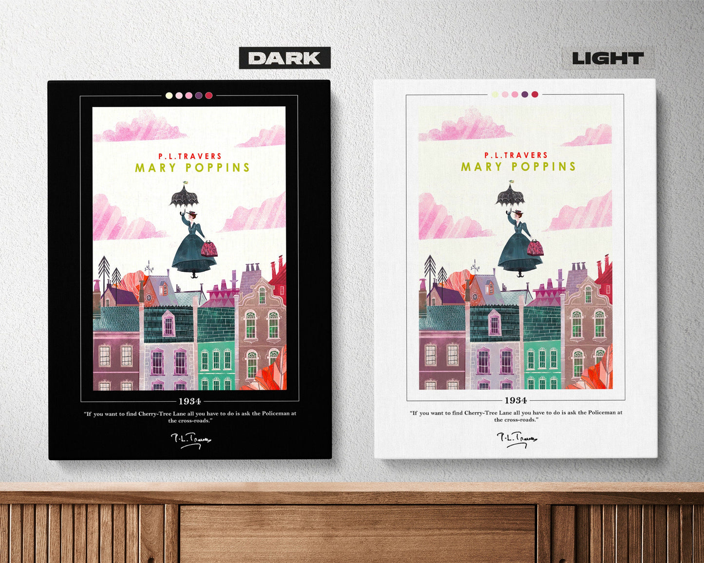 Mary Poppins Book Cover Poster | P. L. Travers, Mary Poppins Poster, Mary Poppins Print, Book Posters, Book Art, Book Lover Gift