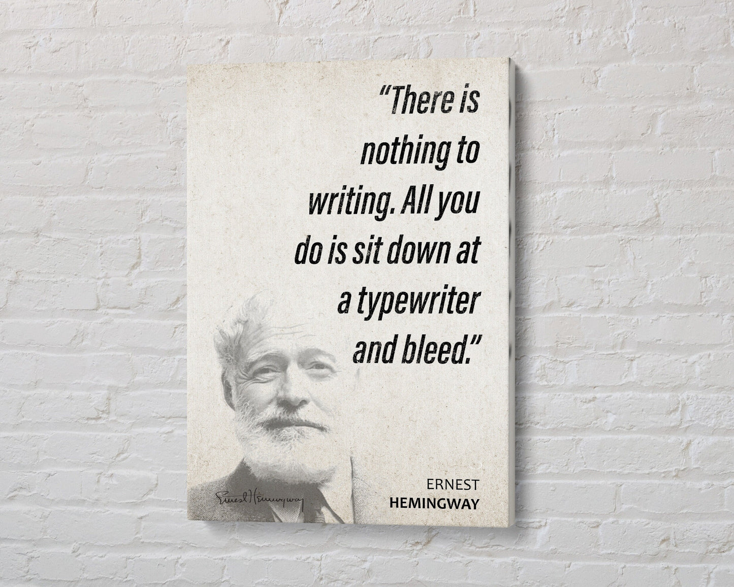 Ernest Hemingway Quote Wall Art | "Typewriter" Quote Poster, Quote Print, Quote Art, Book Quotes, Canvas Wall Art, Book Lover Gift
