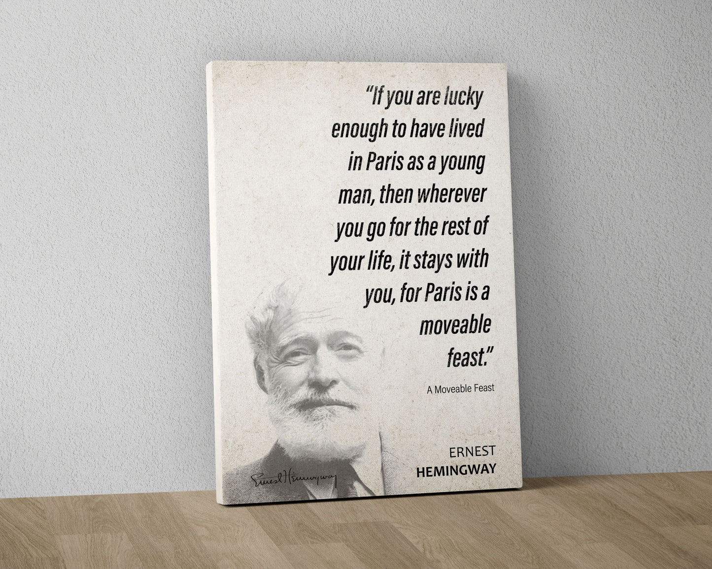 Ernest Hemingway Quote Wall Art | A Moveable Feast Quote Poster, Quote Print, Quote Art, Book Quote, Canvas Wall Art, Book Lover Gift